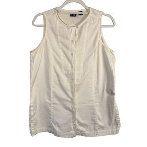 GAP Off White Cotton Sleeveless Blouse Size S Classic Minimalist Summer Capsule